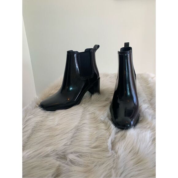Jeffrey Campbell hurricane Chelsea rain boot glossy patent black, size 9 - Picture 2 of 10